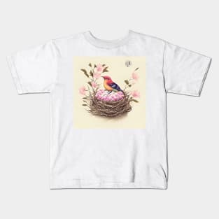 Bird in a Floral Nest Kids T-Shirt